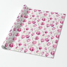 Papier d'emballage d'aquarelle florale - Tulipes