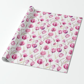 Cadeau Papier d'emballage d'aquarelle florale - Tulipes