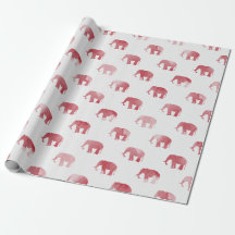 Papier d'emballage d'aquarelle rouge d'éléphant
