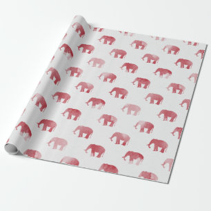 Cadeau Papier d'emballage d'aquarelle rouge d'éléphant