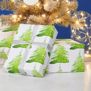 Cadeau Papier d'emballage d'arbre de Noël à paillettes ve