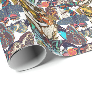Cadeau Papier d'emballage d'art de papillons français de