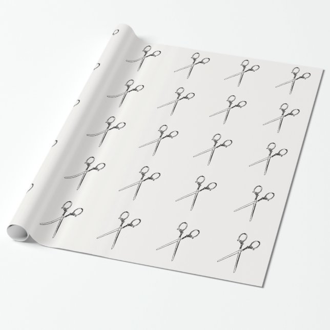 Cadeau Papier d'emballage d'art vintage de ciseaux (Déroulé)
