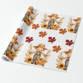 Cadeau Papier d'emballage d'automne, épouvantail d'automn