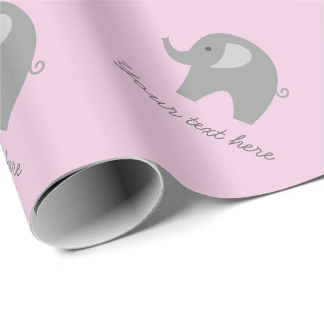 Cadeau Papier d'emballage de baby shower gris rose mignon (Coin rond)
