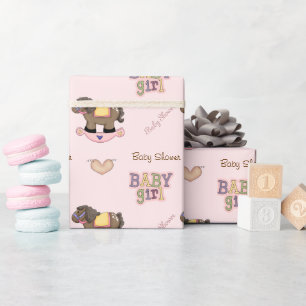 Cadeau Papier d'emballage de baby shower rose mignon