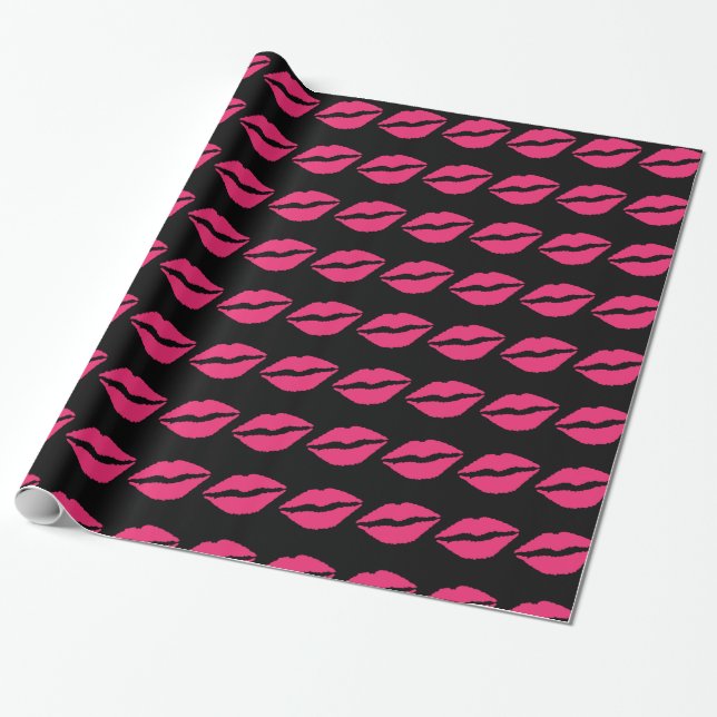 Cadeau Papier d'emballage de baiser - noir (Déroulé)