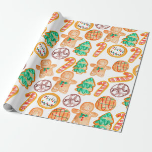 Cadeau Papier d'emballage de biscuit de Noël de vacances