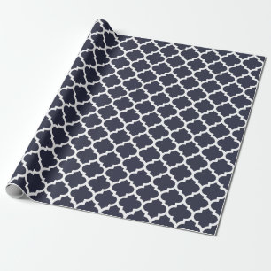 Cadeau Papier d'emballage de bleu marine de Quatrefoil