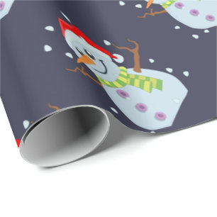 Cadeau Papier d'emballage de bonhomme de neige de Noël