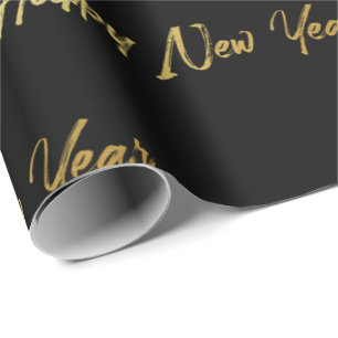 Cadeau Papier d'emballage de bonne année (noir)