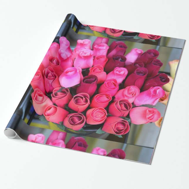 Cadeau papier d'emballage de bouquet de rose (Déroulé)