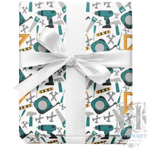 Cadeau Papier d'emballage de bricoleur en bleu