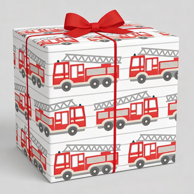 Cadeau Papier d'emballage de camion de pompiers, emballag (Créateur téléchargé)
