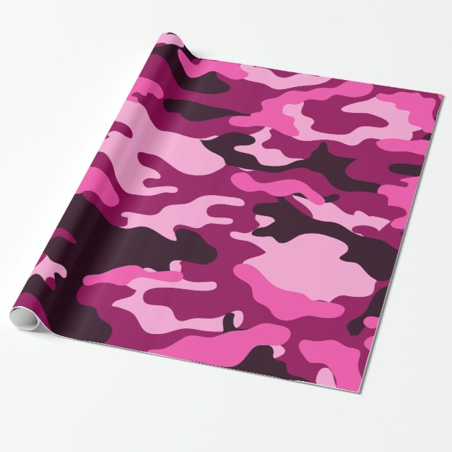 Cadeau Papier d'emballage de camouflage de Camo de roses (Déroulé)