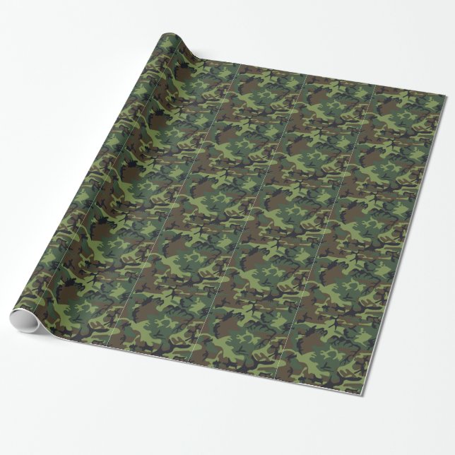 Cadeau Papier d'emballage de camouflage vert (Déroulé)
