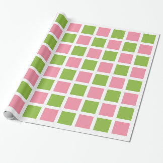 Cadeau Papier d'emballage de carrés de rose vert pomme et