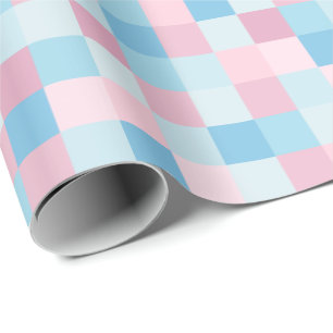 Cadeau Papier d'emballage de carrés roses et bleus