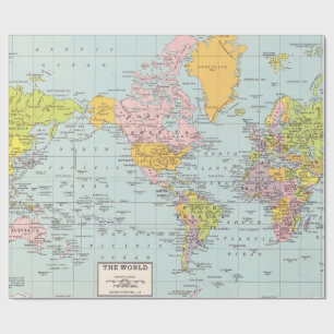 Cadeau Papier d'emballage de carte du monde