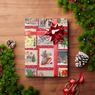 Cadeau Papier d'emballage de carte postale de Noël vintag