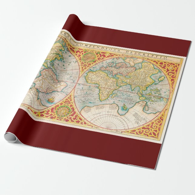 Cadeau Papier d'emballage de carte vintage (Déroulé)