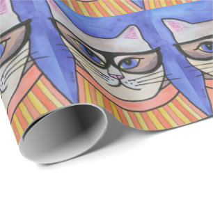 Cadeau Papier d'emballage de chat de hippie