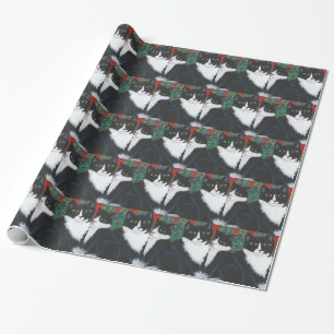 Cadeau Papier d'emballage de chat de smoking de Noël