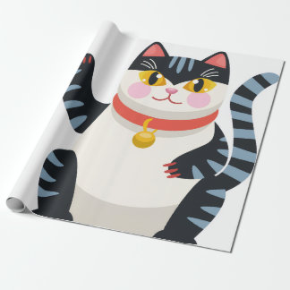 Cadeau Papier d'emballage de chat esthétique japonais Kaw