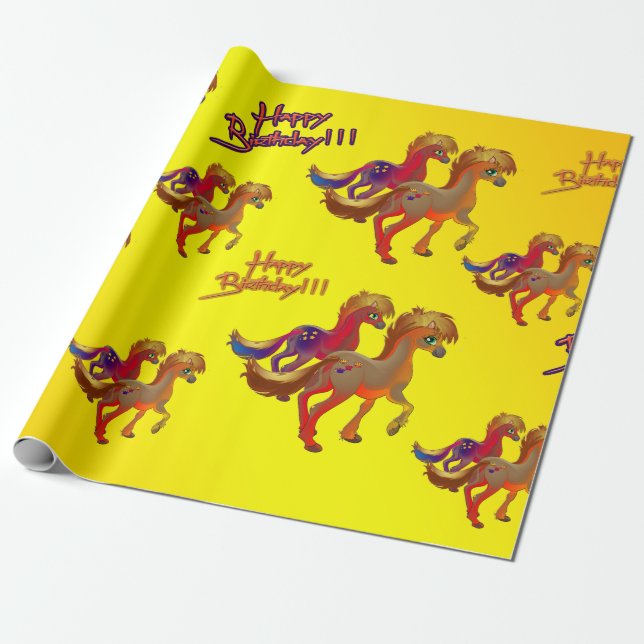 Cadeau Papier d'emballage de cheval d'anniversaire (Déroulé)