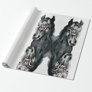 Cadeau Papier d'emballage de cheval noir
