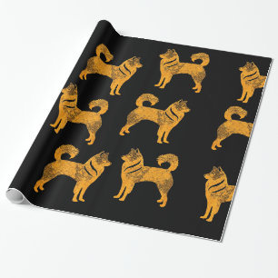 Cadeau Papier d'emballage de chien enroué d'or