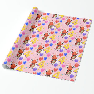 Cadeau Papier d'emballage de coccinelle de l'âge 4 de