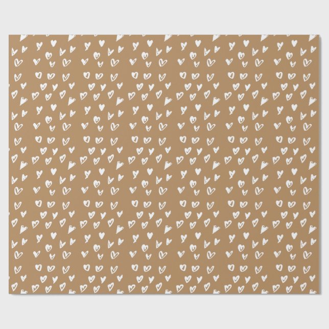 Cadeau Papier d'emballage de coeurs blancs (Plat)