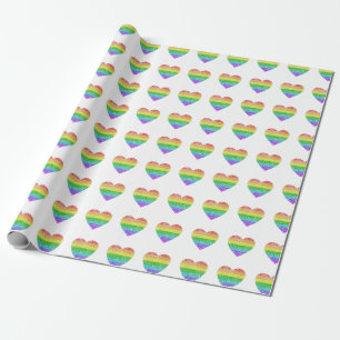 Cadeau Papier d'emballage de coeurs d'arc-en-ciel