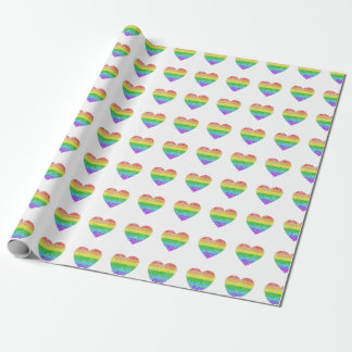 Cadeau Papier d'emballage de coeurs d'arc-en-ciel