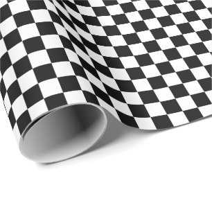 Cadeau Papier d'emballage de contrôles noirs et blancs