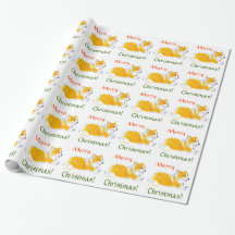 Papier d'emballage de corgi de Joyeux Noël