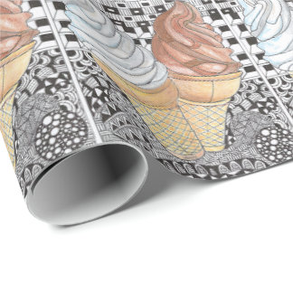 Cadeau Papier d'emballage de cornet de crème glacée