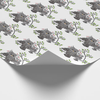 Cadeau Papier d'emballage de couples mignons de hibou