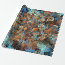 Papier d'emballage de courses turquoises et brunes