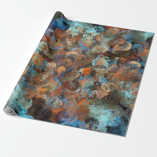 Cadeau Papier d'emballage de courses turquoises et brunes (Déroulé)