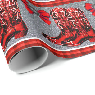 Cadeau Papier d'emballage de cowboy de plaid rouge