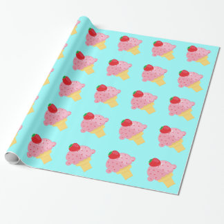 Cadeau Papier d'emballage de crème glacée de fraise