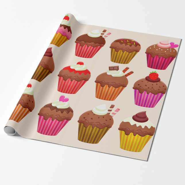 Cadeau papier d'emballage de cupcakes (Déroulé)