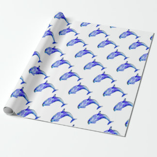 Cadeau Papier d'emballage de dauphin bleu