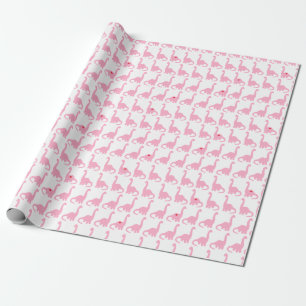 Cadeau Papier d'emballage de dinosaure rose