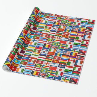 Cadeau Papier d'emballage de drapeaux du monde