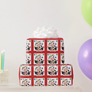 Cadeau Papier d'emballage de fête de la vache d'anniversa
