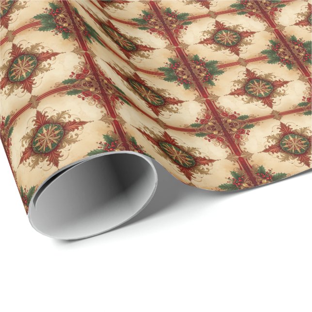 Cadeau Papier d'emballage de fête décoratif rouge (Coin rond)
