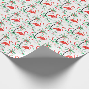 Cadeau Papier d'emballage de Flamant rose rouge de Noël